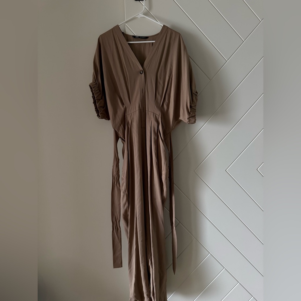 Zara Tan Long Sleeve Dress